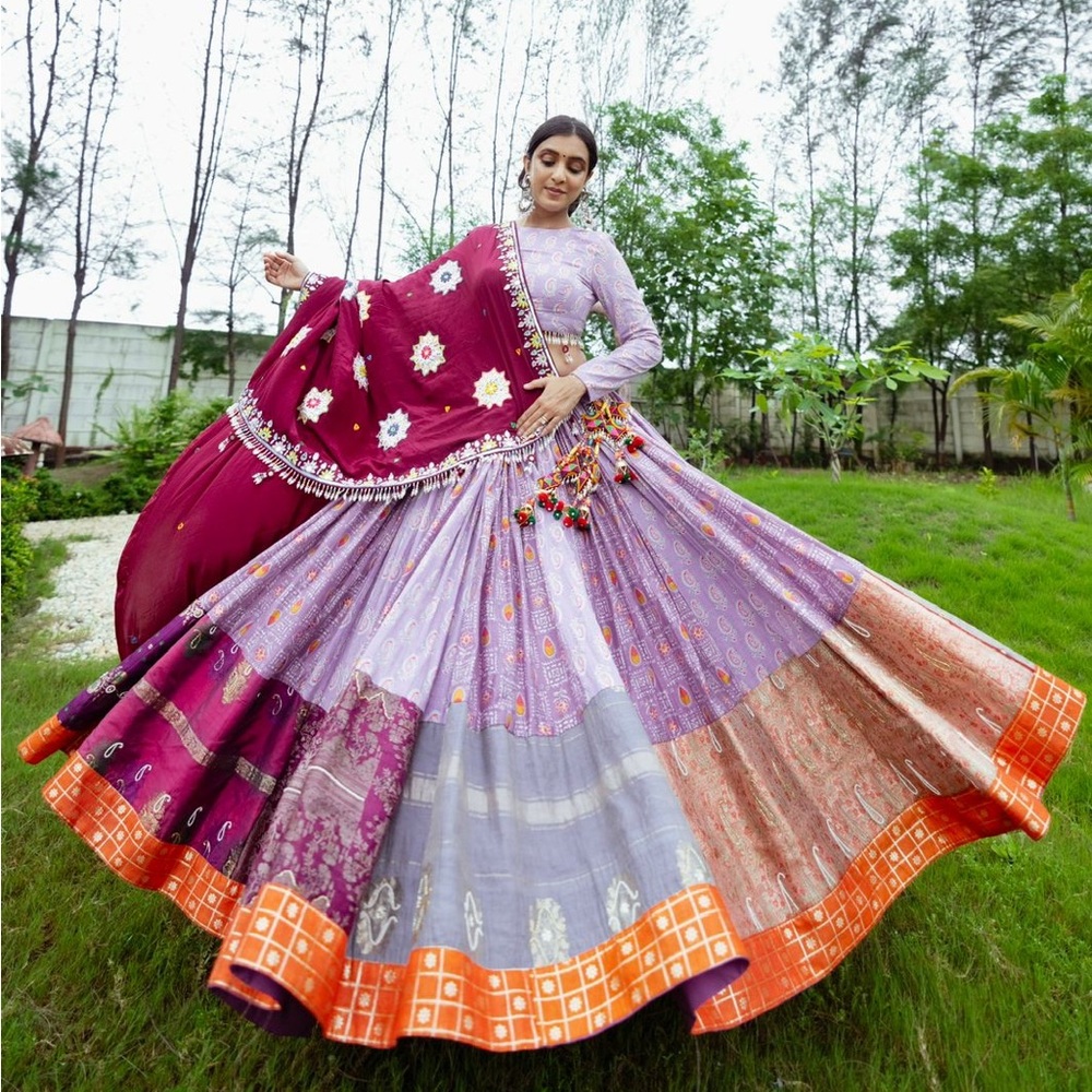 Annu’s Creation purple multicolor chaniya choli lehenga